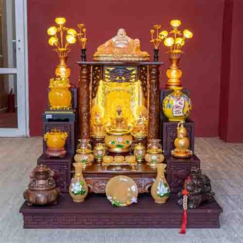 Bàn Thần Tài Ông Địa Đồ Thờ Ngọc Hoa Sen Cao Cấp TT1833