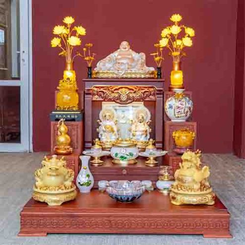 Bàn Thờ Thần Tài Cao Cấp Đồ Thờ Ngọc Hoa Sen TT1841