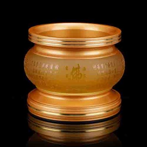 Bát Hương Lưu Ly Tâm Kinh Hoa Sen Chữ Phật Nổi DT304