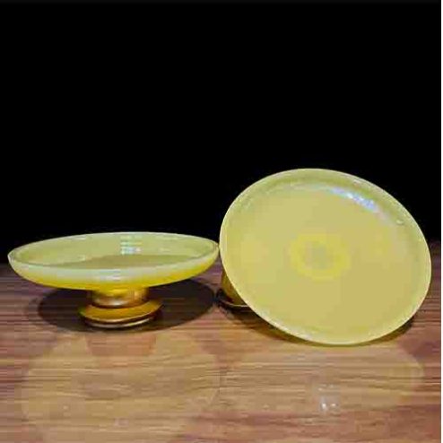 Mâm Bồng Ngọc Viền Đồng Màu Thạch Anh DT209