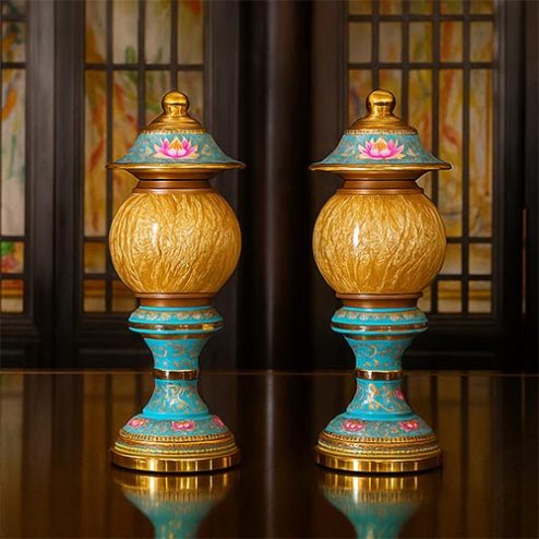 Đèn Thờ Cao Cấp Hợp Kim Gấm Xanh Dương DTD1387