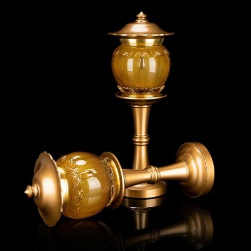 Đèn Thờ Lưu Ly Hổ Phách Vàng Nhập Khẩu DTD1352