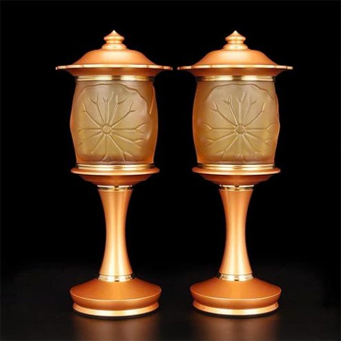 Đèn Thờ Lưu Ly Lá Sen Chân Đồng Cao Cấp Nhập Khẩu DTD1375