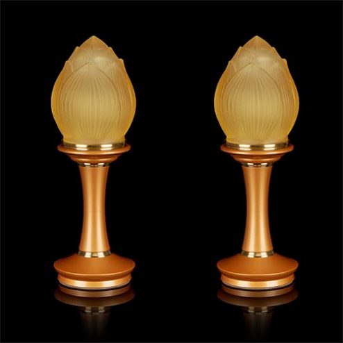 Đèn Thờ Lưu Ly Nụ Hoa Sen Chân Đồng Vàng DTD1358