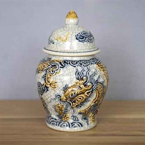 Choé Thờ Men Rạn Đắp Nổi Rồng Gốm Bát Tràng DT750