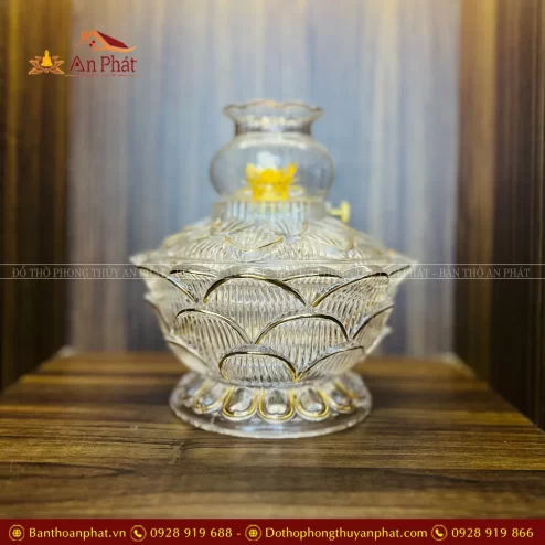 Đèn thờ dầu lưu ly trắng cao cấp DTD1483 An Phát