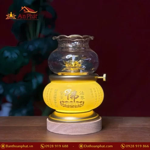 Đèn thờ dầu tâm kinh chữ Phật cao 15cm DTD1504 An Phát