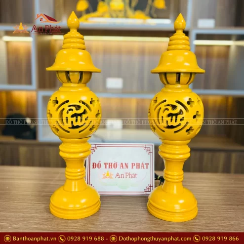 Mẫu đèn thờ chữ Phúc vàng mít