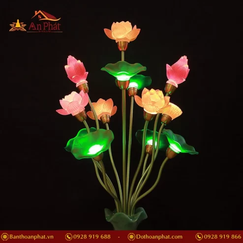 Đèn thờ hoa sen nhiều màu