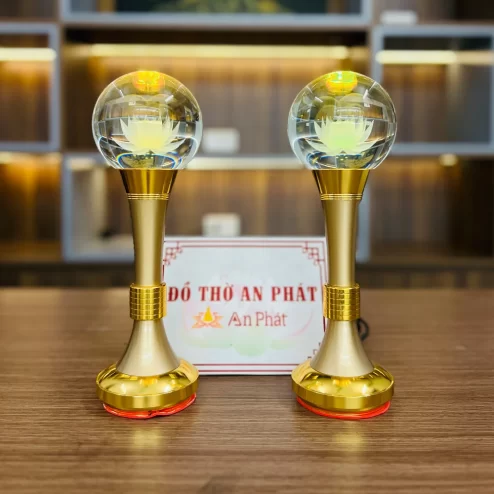 Đèn thờ điện hình cầu pha lê thân hợp kim DTD1493 An Phát