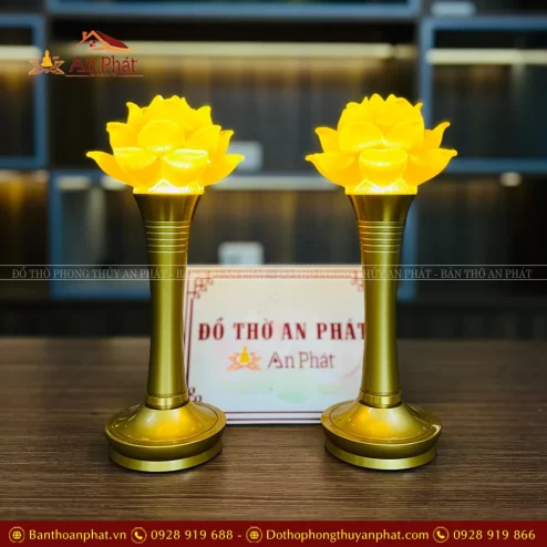 Đèn thờ điện hoa sen 1 bông thân hợp kim DTD1489 An Phát