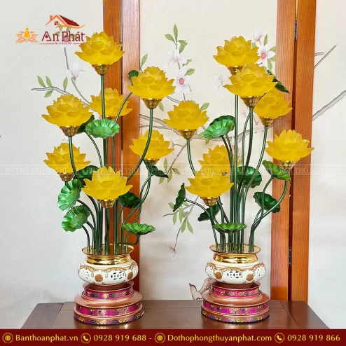 Đèn thờ hoa sen lưu ly cao cấp