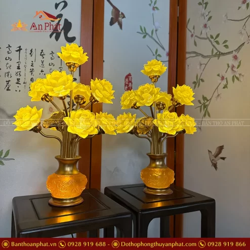 Đèn thờ hoa sen lưu ly nhập khẩu Đài Loan