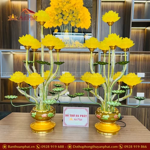 Đèn thờ hoa sen lưu ly nhập khẩu Đài Loan