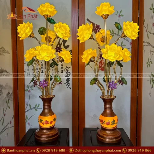 Đèn thờ điện hoa sen lưu ly 7 bông DTD1457 An Phát