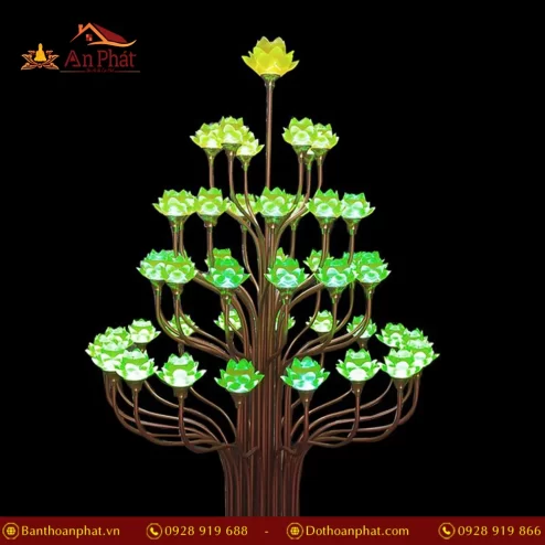 Đèn thờ cúng bằng điện hoa sen nở nhiều màu