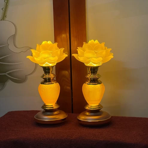 Đèn thờ điện lưu ly 1 bông thân ô van DTD1495 An Phát