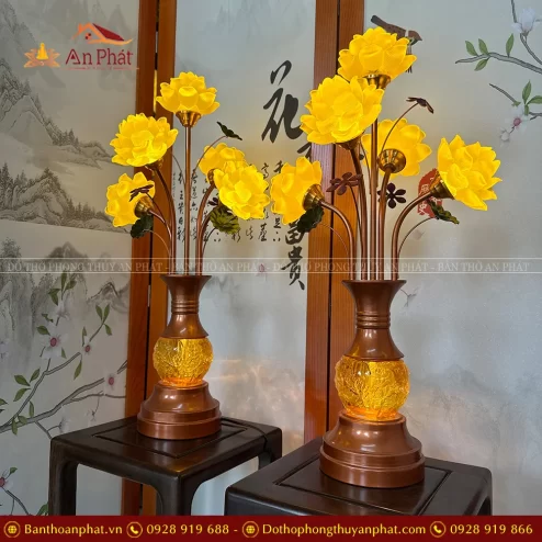 Đèn thờ hoa sen lưu ly nhập khẩu Đài Loan