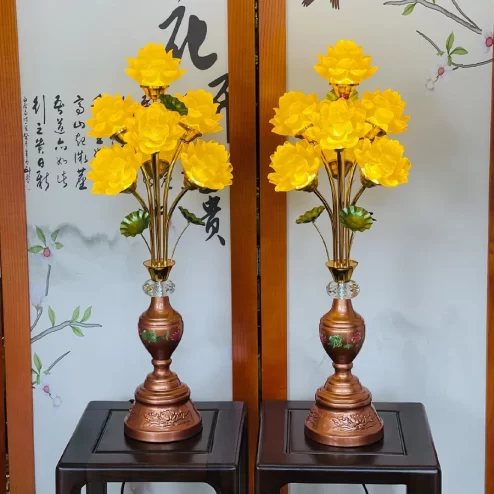 Đèn thờ điện lưu ly 7 bông hoa sen DTD1485 An Phát