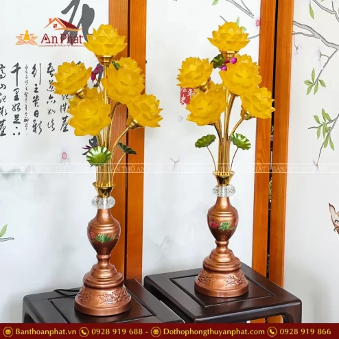 Đèn thờ hoa sen lưu ly 7 bông
