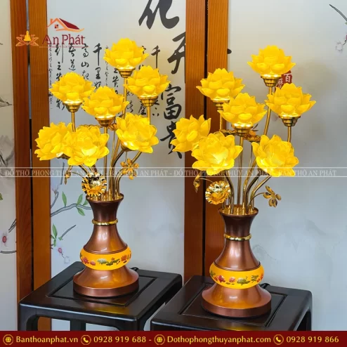 Đèn thờ cao cấp lưu ly hoa sen