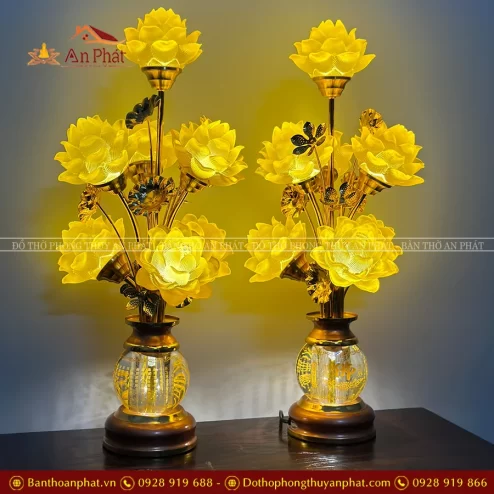 Đèn thờ điện lưu ly bình pha lê 7 bông DTD1487 An Phát