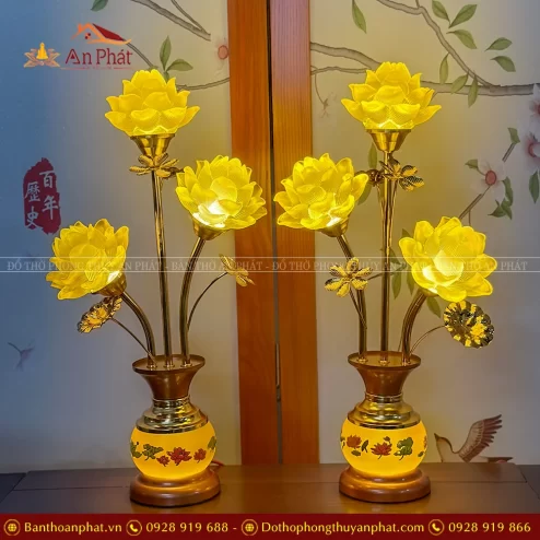 Đèn thờ cúng hoa sen lưu ly