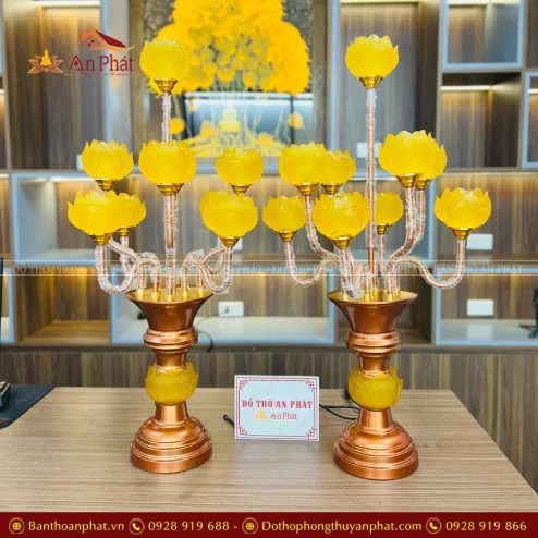 Đèn thờ hoa sen lưu ly 7 bông