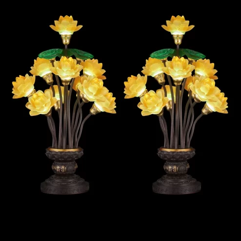 Đèn thờ điện lưu ly hoa sen lá xanh DTD1500 An Phát