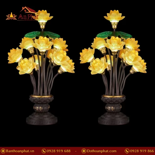 Đèn thờ điện lưu ly hoa sen lá xanh DTD1500 An Phát