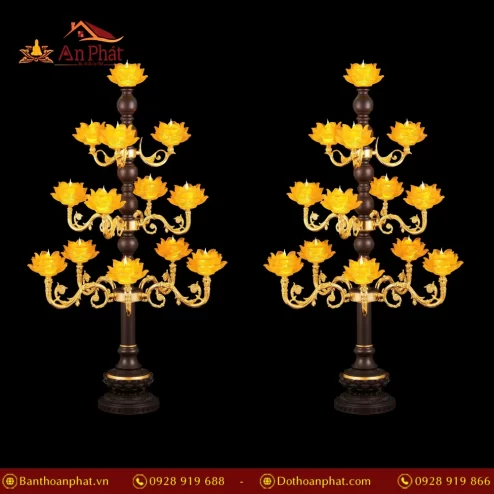 Đèn thờ điện lưu ly thân đồng mắc áo DTD1499 An Phát