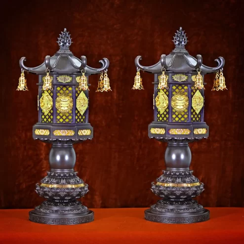 Đèn thờ điện tám cát tường hợp kim đồng DTD1433 An Phát