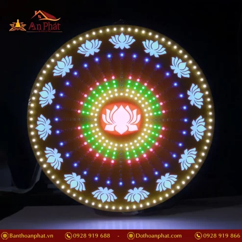 Đèn thờ hào quang led vòng tròn viền hoa sen DTD1498 An Phát