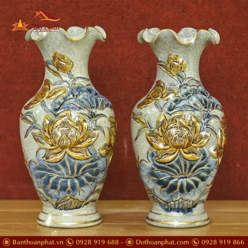 lo hoa gom su bat trang dap noi hoa sen ve vang dt71000008