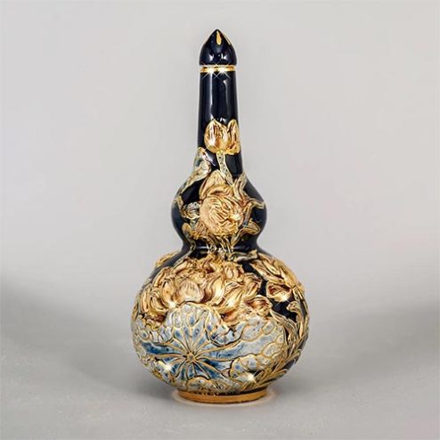 Nậm Rượu Cao Cấp Xanh Coban Đắp Nổi Vẽ Vàng DT831