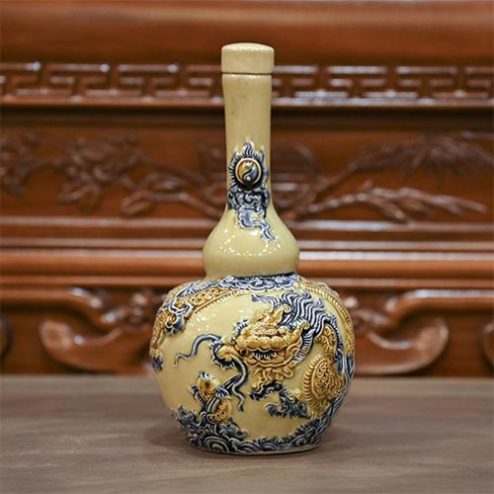 Nậm Rượu Thờ Hoàng Thổ Đắp Nổi Bát Tràng DT821
