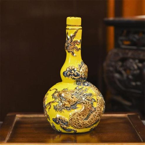 Nậm Rượu Vẽ Vàng Cao Cấp Men Vàng Đắp Nổi DT828