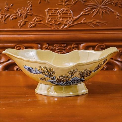 Bát Đựng Gà Hoàng Thổ Đắp Nổi Bát Tràng DT870