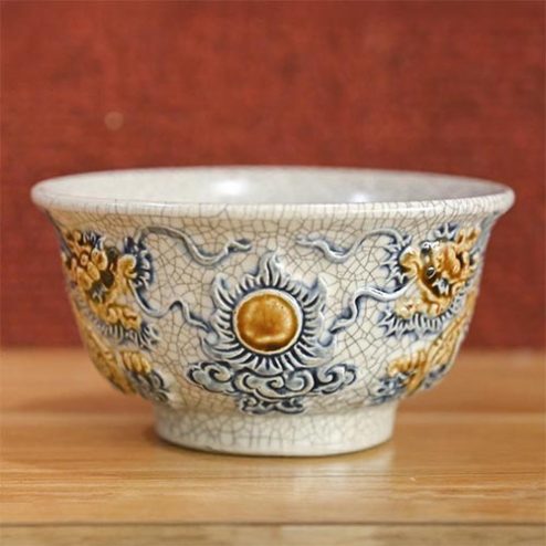 Bát Thờ Cúng Bát Tràng Men Rạn Đắp Nổi DT836