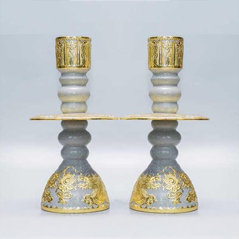 Chân Nên Đĩa Cao Dát Vàng Gốm Bát Tràng Men Rạn Đắp Nổi DT902