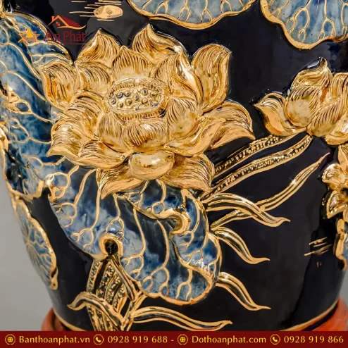 lo loc binh hoa sen ve vang cao cap xanh coban dap noi dt96000006