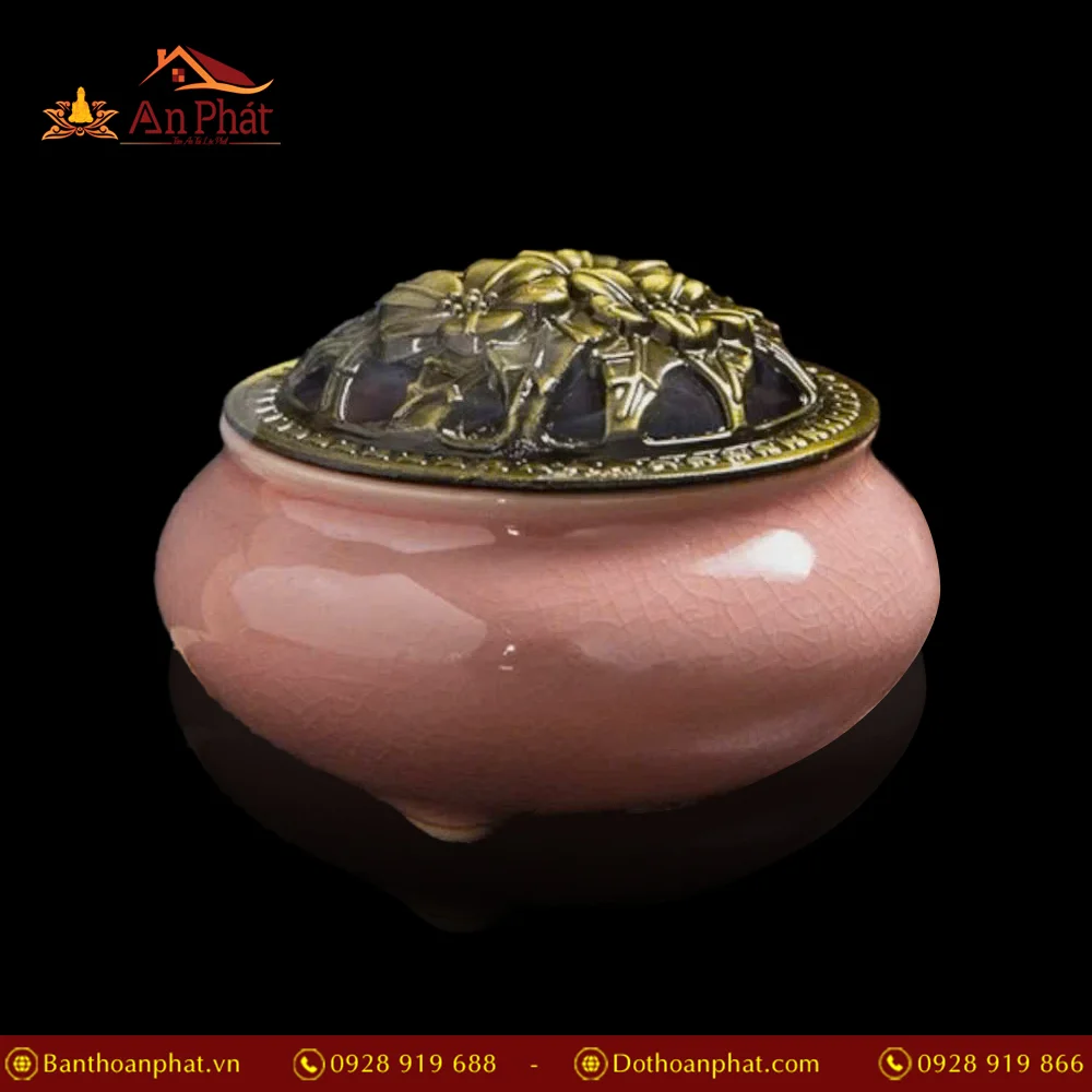 Lư Xông Trầm Gốm Vân Rạn Hồng Đất PK9508 1 Lư Xông Trầm Gốm Vân Rạn Hồng Đất PK9508 An Phát