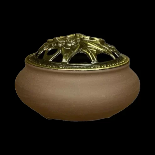 Lư Xông Trầm Gốm Vân Rạn màu Nâu Đất PK9512 An Phát