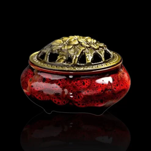 Lư Xông Trầm Hương Gốm Vân Rạn Nâu Đỏ PK9516 An Phát