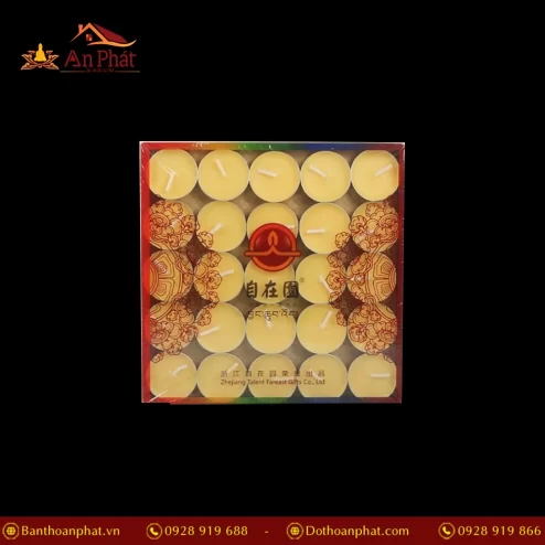 Nến Bơ Thờ Cúc Vỏ Bạc 4 Giờ màu Vàng DN9332 An Phát