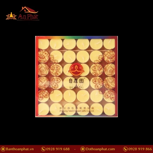 Nến Bơ Thờ Cúc Vỏ Bạc 8 Giờ màu Vàng DN9337 An Phát