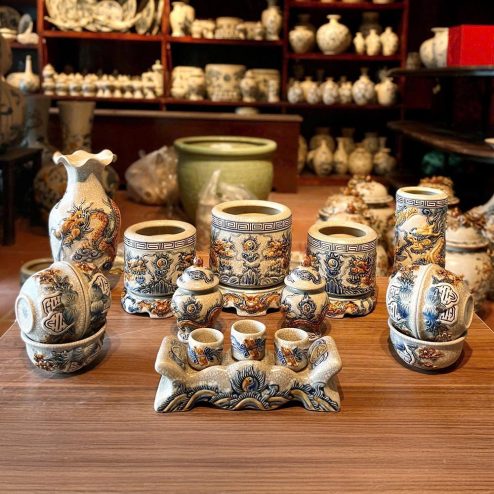 Bộ Đồ Thờ Gia Tiên 3 Bát Hương Cho Bàn Thờ Nhỏ Gọn BDT164