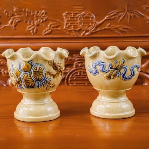 Ly Phật Thủ Hoàng Thổ Đắp Nổi Gốm Sứ Bát Tràng DT993