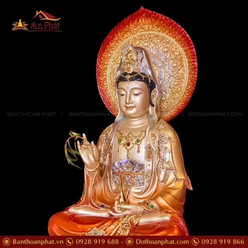 Tượng Phật Bà Quan Âm ngồi bằng đá đẹp