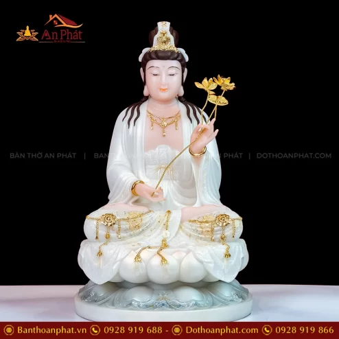 Tượng Đại Thế Chí Bồ Tát ngồi bằng đá đẹp